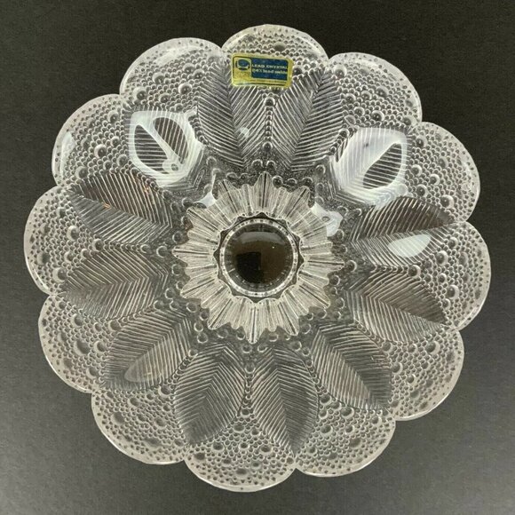 Lausitzer Glas Lead Crystal Dew Drop Leaf Bowl 7 inch Handmade German Republic - Picture 4 of 7